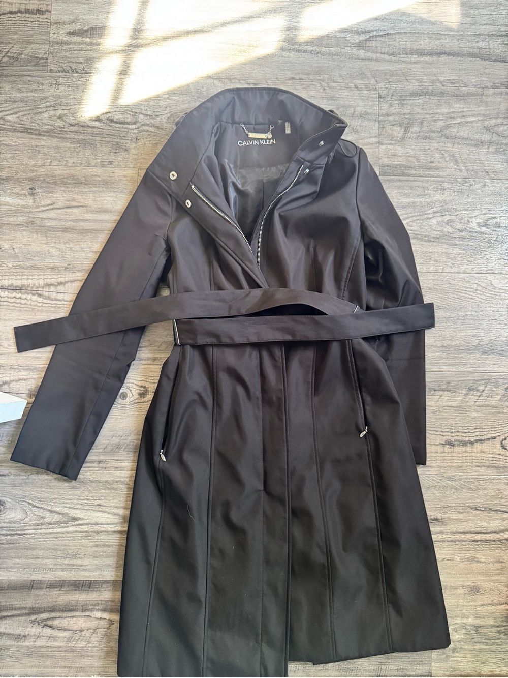 Calvin Klein Women's Black Belted Trench Coat